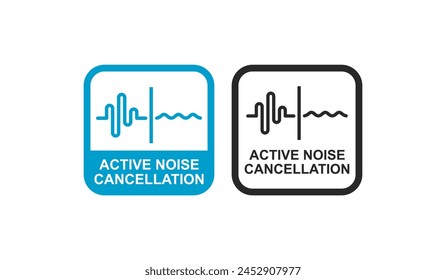 Active noise cancellation badge logo. Suitable for sound control and reducing information sign