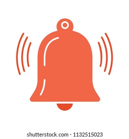 Active notification glyph color icon. Ringing bell. Reminder alarm. Silhouette symbol on white background with no outline. Negative space. Vector illustration