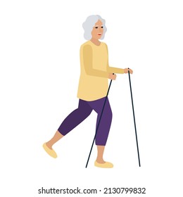 Active pensioners are engaged in sports walking on vacation in the park