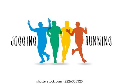 Active people. Running man. Man jogging to promote good health.