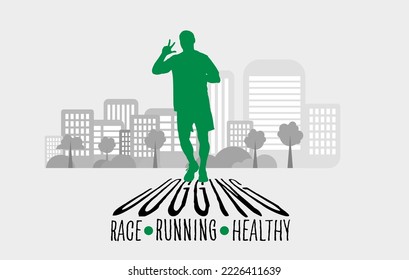 Active people. Running man. Man jogging to promote good health.