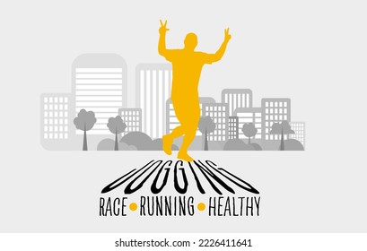 Active people. Running man. Man jogging to promote good health.