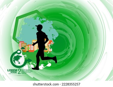 Active people. Running man. Man jogging to promote good health.