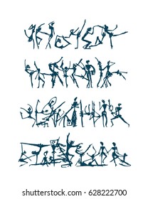 Active people set, sketch for your design