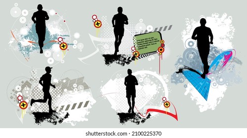 Active people. Sport background ready for poster or banner, vector