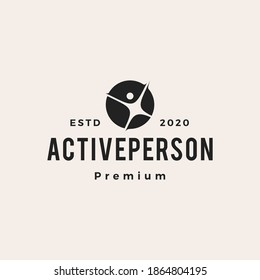 active person human hipster vintage logo vector icon illustration