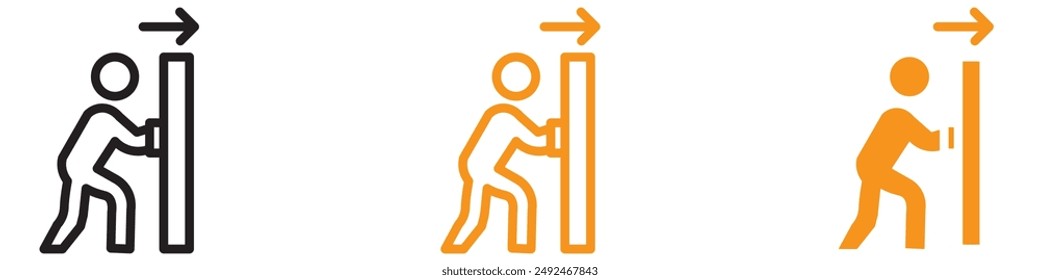 Active Person Pushing Door Icon for Movement and Action Graphics Perfect for Representing Door Opening and Physical Action