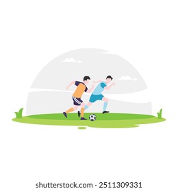Active Playtime in Soccer Game Illustration