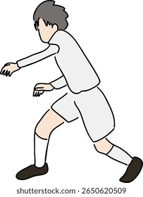 Active pose cartoon of soccer player