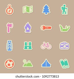 active recreation color vector icons on paper stickers