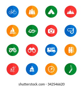 Active recreation flat icons for media