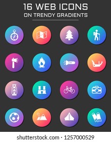 active recreation icon set. active recreation web icons on round trendy gradients
