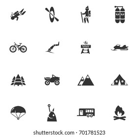 Active recreation icons set for website design