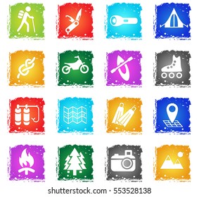 Active recreation simply icons in grunge style for user interface design