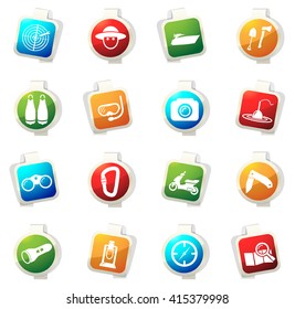 Active recreation stickers label icon set for web sites and user interface