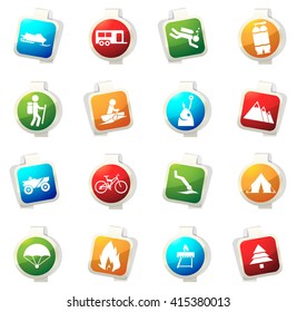 Active recreation stickers label icon set for web sites and user interface