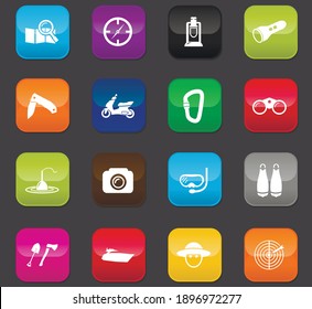 Símbolo activo de recreación para iconos web. Botones de color sobre un fondo oscuro