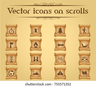 active recreation vector icons on scrolls for your creative ideas