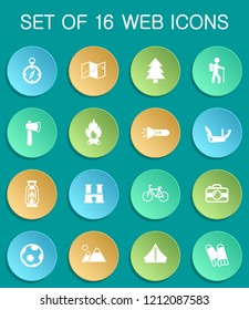 active recreation web icons on colorful round buttons