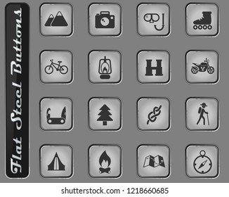 active recreation web icons on the flat steel buttons