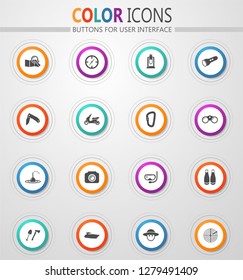 Active recreation web vector icons for user interface
