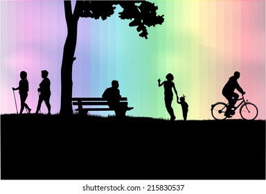 active rest - people silhouettes