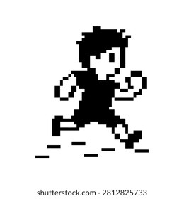 Active running boy pixel art