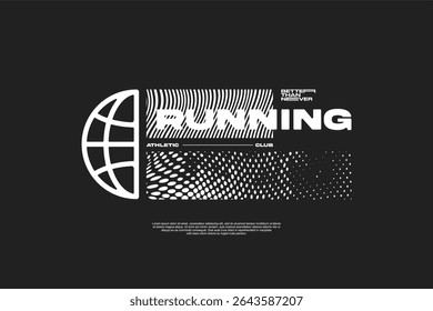Active Running Lifestyle Club T-shirt Design Modern Sport Vector