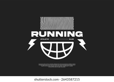 Ative Running Lifestyle Club T-shirt Design Moderno Esporte Vetor