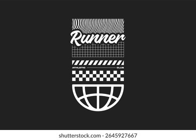 Active Running Lifestyle Club T-shirt Design Modern Sport Vector