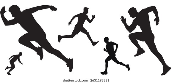 Active running man silhouette, vector illustration