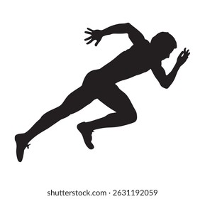 Active running man silhouettes, vector illustration