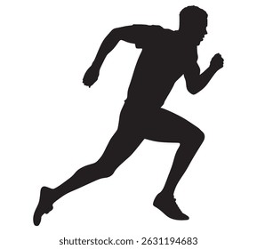Active running man silhouettes, vector illustration