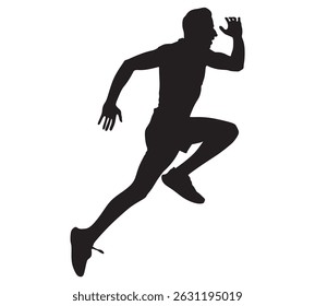 Active running man silhouettes, vector illustration