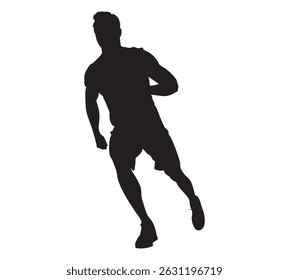 Active running man silhouettes, vector illustration