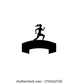 Active running woman vector illustration. Individual sports, competition concept.