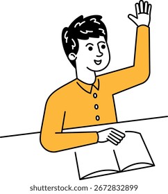 Aktive Schuljunge doodle Charakter Studium