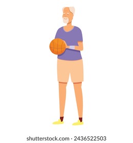 Active senior basketball icon cartoon vector. Human workout. Active care person
