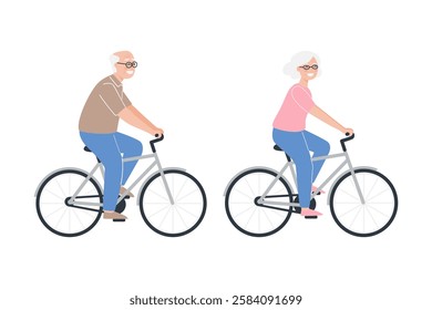 Active Senior Couple Enjoying a Scenic Bike Ride in Nature
