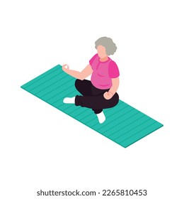 Active senior people composition with isolated human character engaging in activities vector illustration