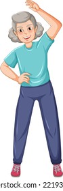 Active senior woman doing exercise illustration