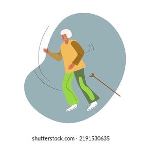 Active senior women dancing Vector cartoon illustration