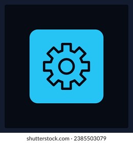 Active settings button UI element template. Editable isolated vector dashboard component. Flat user interface. Visual data presentation. Web design widget for mobile application with dark theme