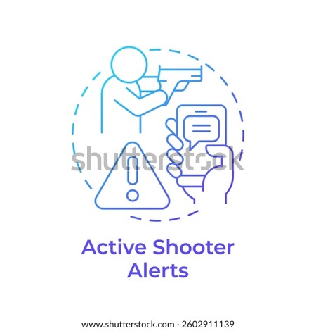 Active shooter alerts blue gradient concept icon. Threat of gun violence prevention. Public safety. Round shape line illustration. Abstract idea. Graphic design. Easy to use in application
