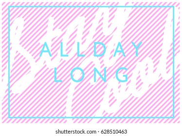  Active Sport Graphic. Vector Illustration. Active Typography with lettering ' Stay Cool All Day Long' Sportswear Print. T shirt Print