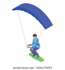 Active sport icon isometric vector. Speed kitesurfing. Wind surf