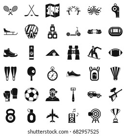 Active sport icons set. Simple style of 36 active sport vector icons for web isolated on white background