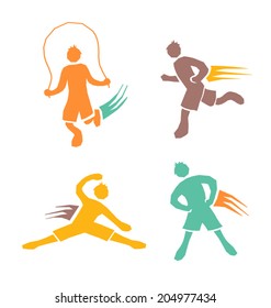 active sports boys icons vector set 4