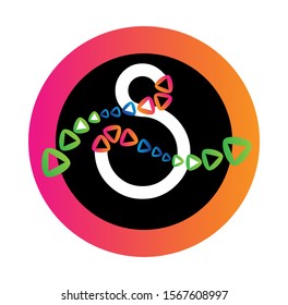 Active sports, letter "s" colorful logo. Play icon design. Moving arrow colored.  Direction, peak, leaders emblems.