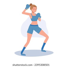 Active Sports Woman Boxing with Confidence. Powerful Female Boxer in Gym Workout Session